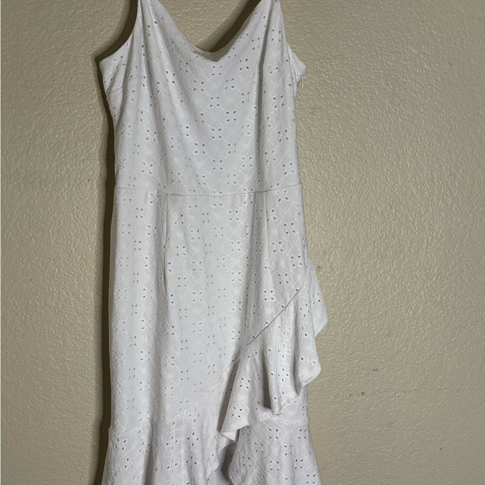 Bar III White Eyelet Ruffle Hem Midi Sundress – Sleeveless – Size M - Picture 2 of 5